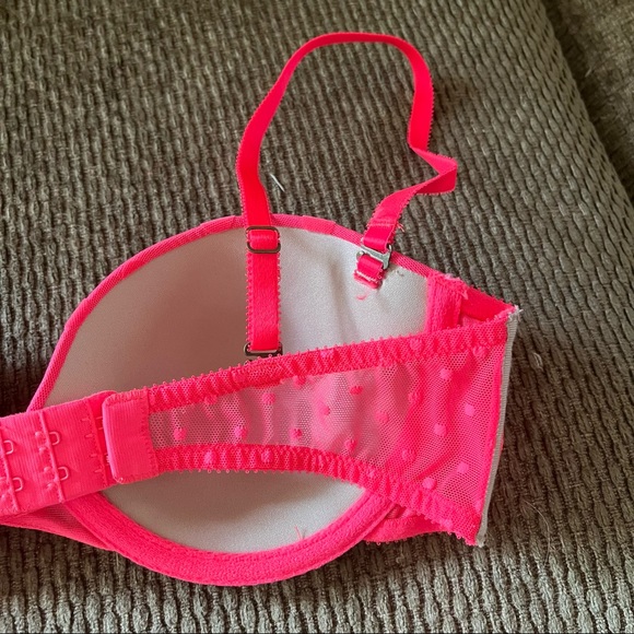 Anthropologie By Eloise Neon Pink Coral Mesh Swiss Dot Converible Strap Bra 34C - Picture 13 of 16